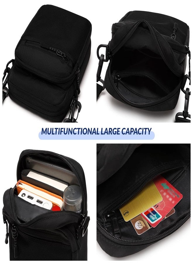 Lohol Small Messenger Bag for Men Women, Water Resistant Adjustable Multi-pocket Purse for Travel Sports (Black) - Image 4